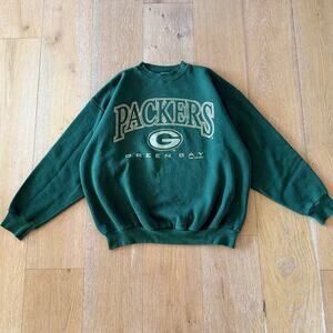 Vintage Logo 7 Green Bay Packers Green Crewneck Sweatshirt 1996 Size XL